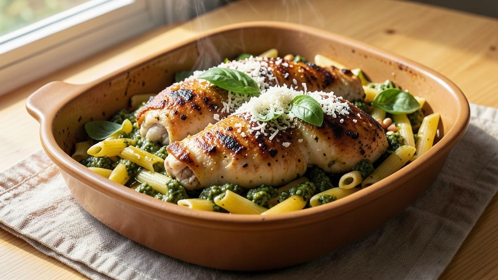 Baked Chicken Pesto Pasta Recipe: One-Pan Herb-Packed Dinner in 35 Minutes