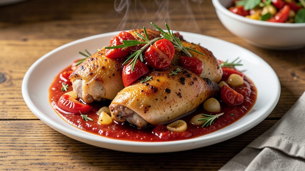 Baked Chicken Thighs in Tomato Sauce Recipe: Slow-Simmered Richness with Herbed Crust
