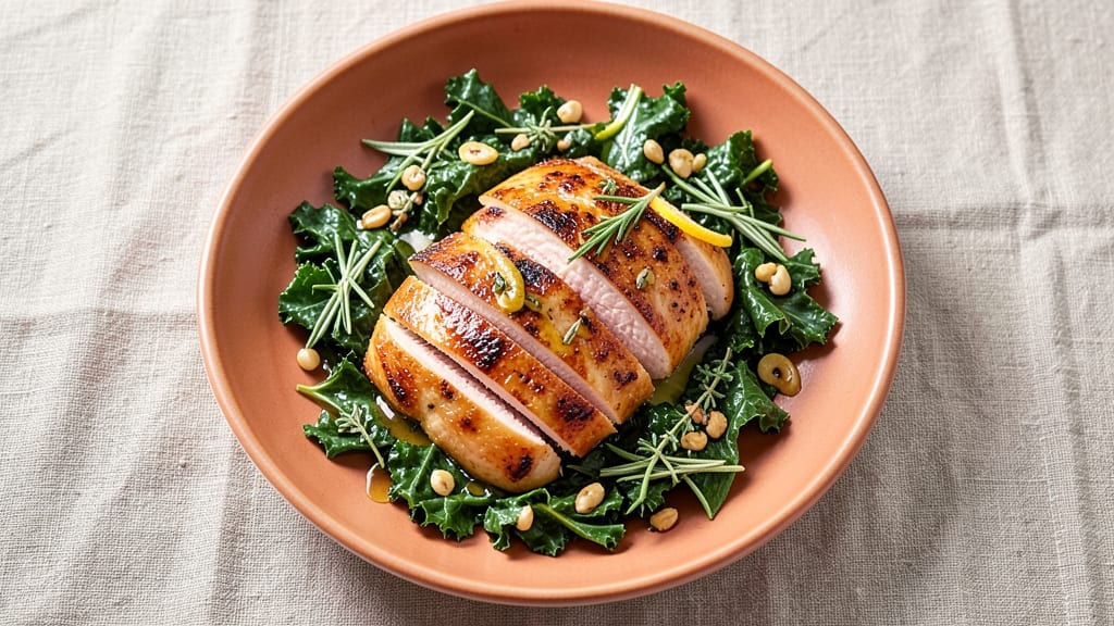 Baked Chicken Breast and Kale Recipe: Herb-Crusted Roast With Earthy Greens
