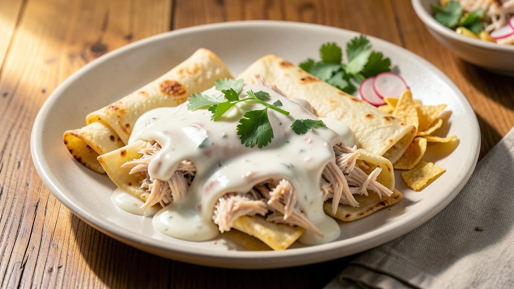 Authentic Chicken Enchiladas Recipe With White Sauce: Crispy Tortilla Bites With Creamy Ranch Magic