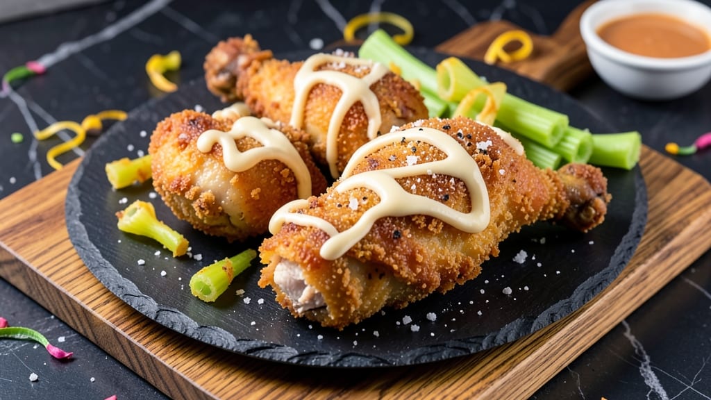 Boiled Chicken Fry Recipe: Crispy Celery Crowns Over Creamy Herb Swirls