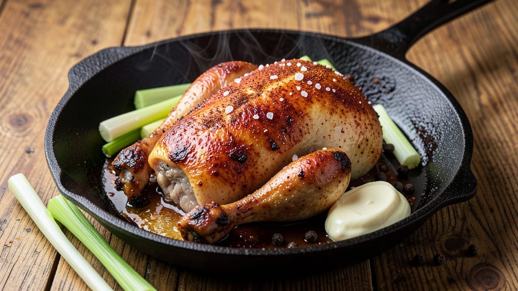 Cooks Country Cast Iron Baked Chicken Recipe: Juicy Centers and Crispy Celery Crown Crunch
