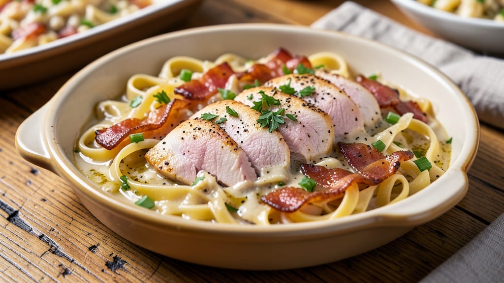 Grandma's Restaurant Chicken Tetrazzini Recipe: Bacon-Infused Cream Sauce With Crispy Celery Crowns