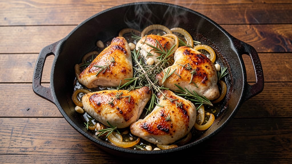 Boneless Skinless Chicken Thighs in Dutch Oven Recipe: Celery-Crusted Crunch With Buttery Pan Sauce