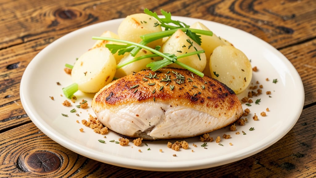 Chicken and Canned Potatoes Recipe: One-Pan Dinner With Crispy Celery Crust