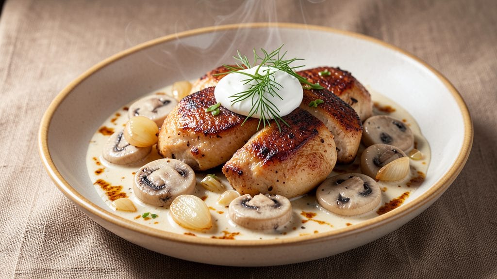 Chicken Stroganoff Recipe: Creamy Mushroom Sauce With Crispy Celery Crust
