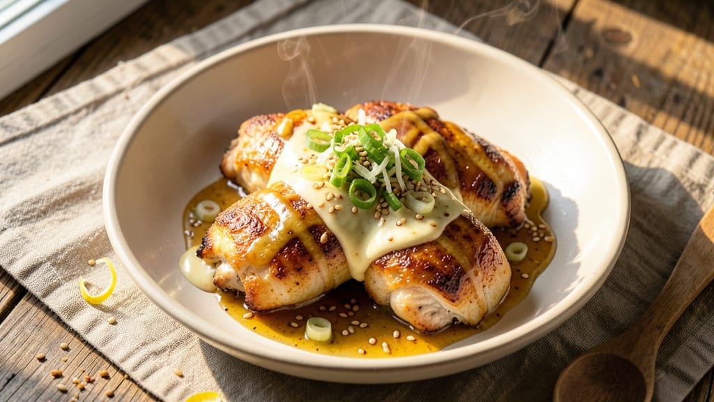 Kewpie Sesame Dressing Chicken Recipe: Crispy Celery Crowns Over Nutty Swirls