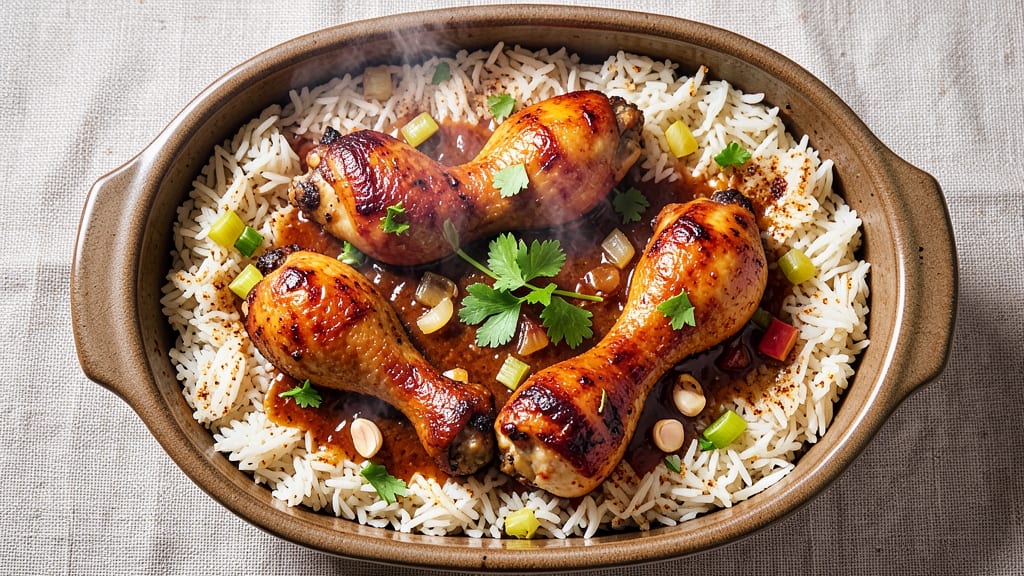 Baked Chicken Legs and Rice Casserole Recipe: Triple-Layered Crunch and Juicy Chicken