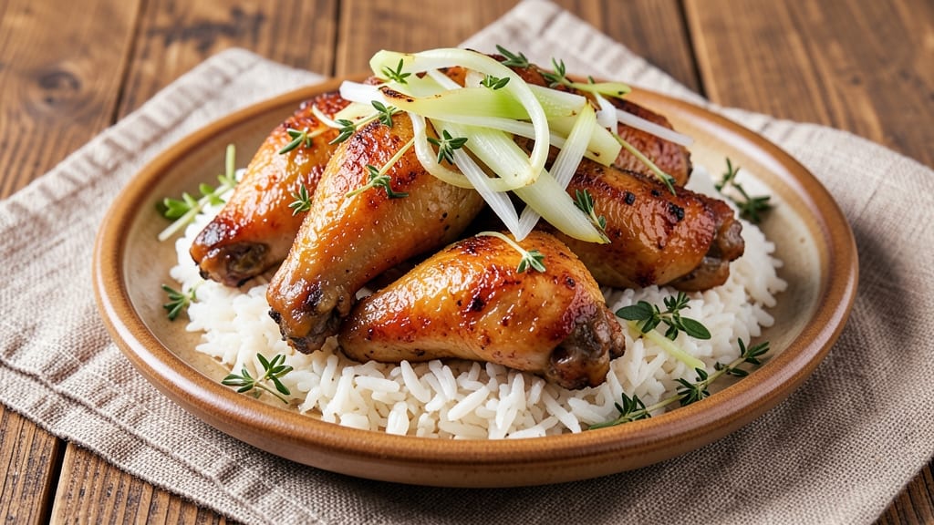 Boiled Chicken Wings and Rice Recipe: Silky Herb Broth with Crunchy Celery Crowns