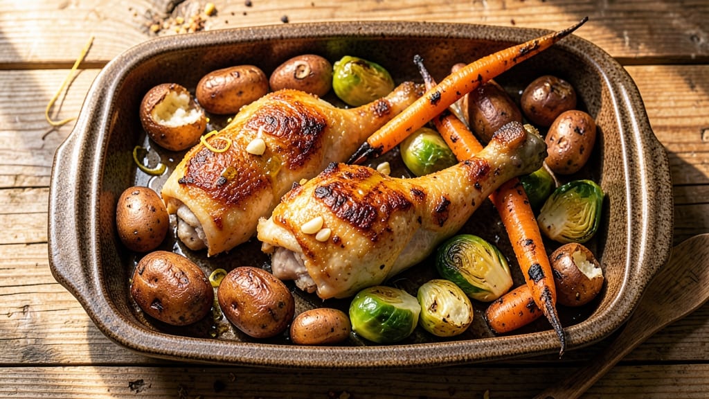 Baked Chicken Legs with Vegetables Recipe: One-Pan Herb-Roasted Harmony