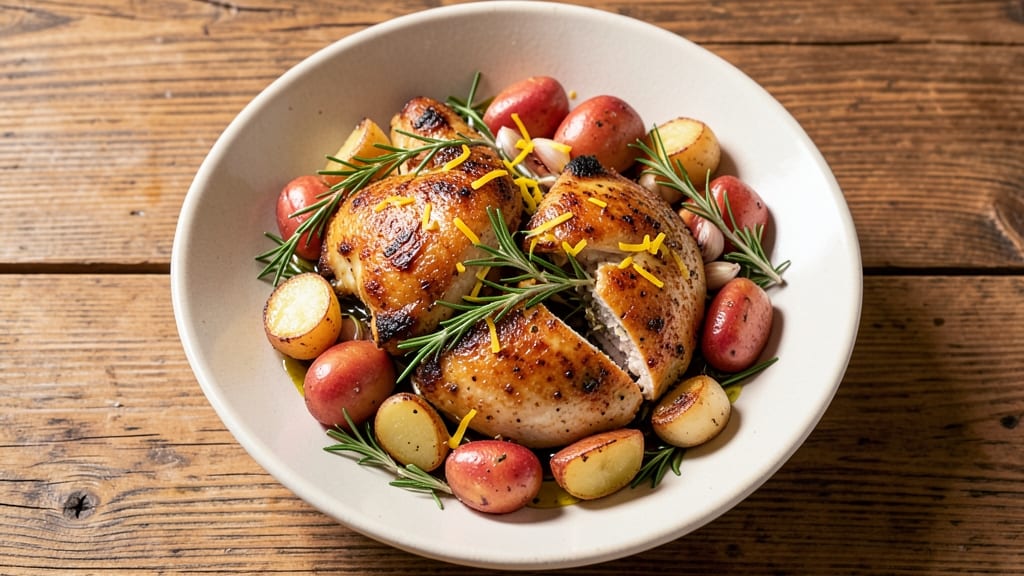 Lidia Bastianich's Chicken and Potatoes Recipe: Celery Salt Crust With Herbed Butter Melt
